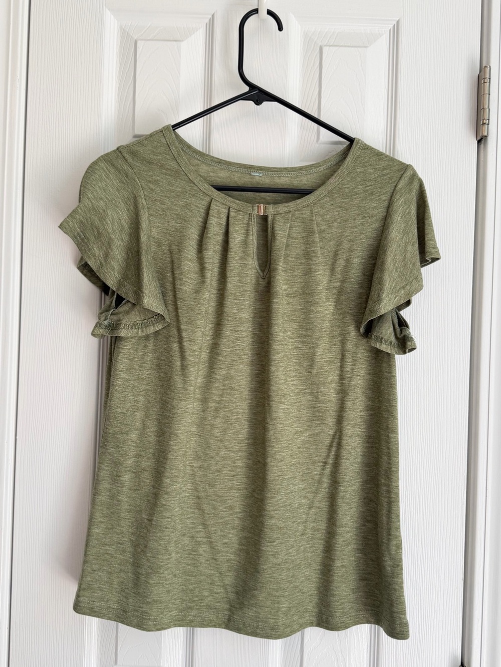 Amazon Olive Green Ruffle Sleeve Blouse